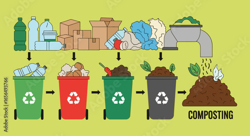 understanding composting waste sorting for recycling and composting reducing landfill waste with organic materials and sustainable practices ideal for eco-awareness campaigns