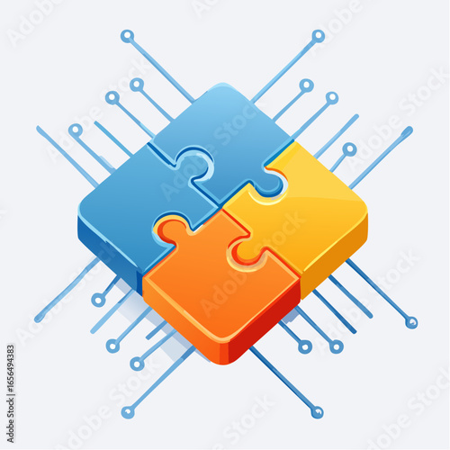 Abstract Technology Puzzle Design Illustration