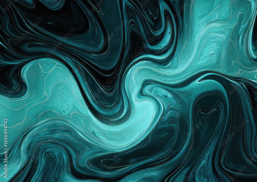 Fototapeta premium Abstract swirl pattern in teal and black