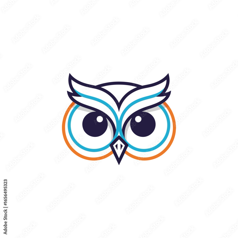 Obraz premium Modern owl logo symbol, stylized bird head vector icon.