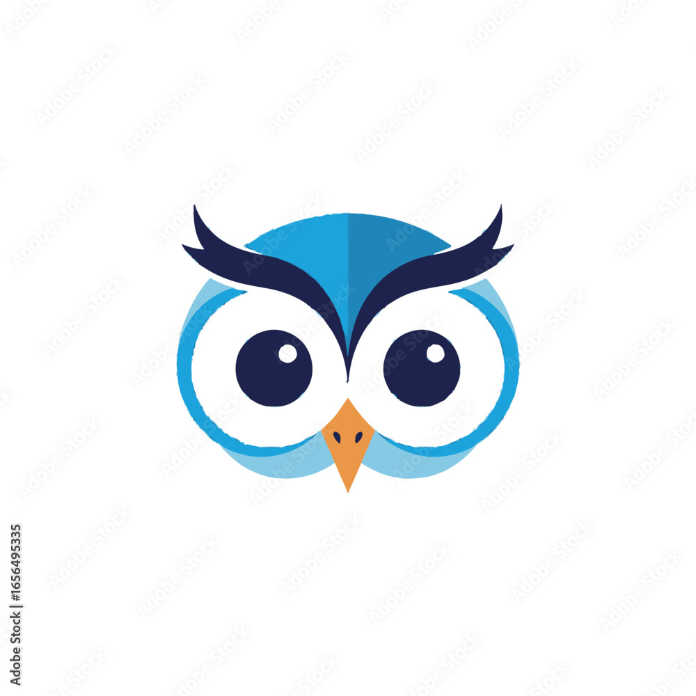 Obraz premium Modern owl logo symbol, stylized bird head vector icon.