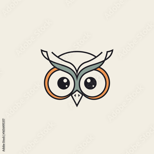 Modern owl logo symbol, stylized bird head vector icon.