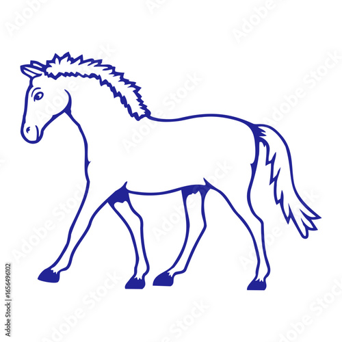 Horse running rider riding cute cartoon drawing
