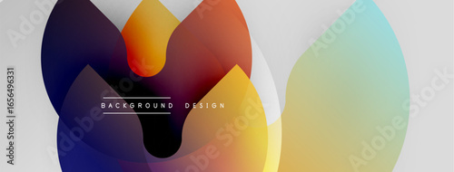 Abstract fluid shapes, vibrant colors blend. Modern design, gradients create dynamic visual effect. Background features text elements.