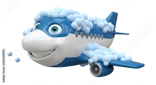 Cartoon airplane cleaning illustration