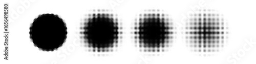 Simple BW Halftone Blurred Heart Shapes Set