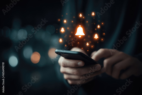 Smartphone notifications and alerts digital communication reminders for timetable planning and meeting scheduling on mobile devices