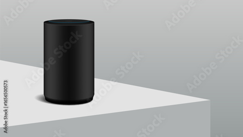 Black Wireless Portable BT Speaker On White Table