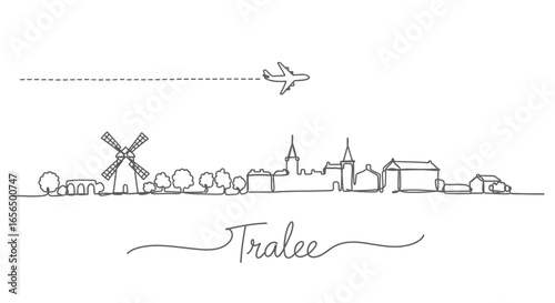 Tralee Skyline Minimal with Ireland, Plane, and Travel.