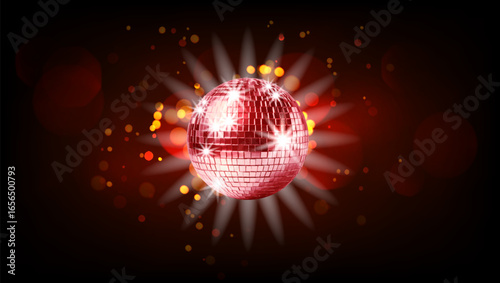 Bright Glowing Disco Balls Isolated On Black Back