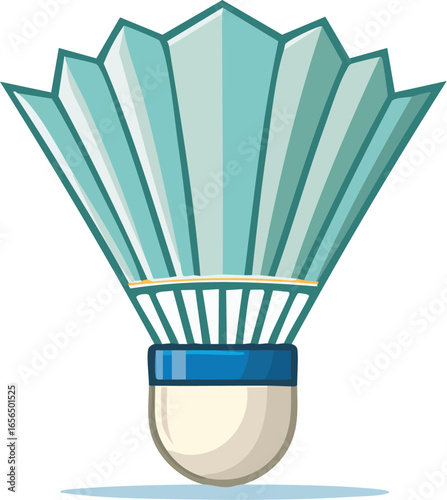 Badminton shuttlecock vector icon with teal feathers on white