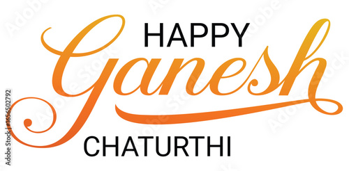 Ganesh Chaturthi  calligraphy Text design. Happy Ganesh chaturthi. typography for happy ganesh chaturthi greeting on white background for hindu spiritual celebration and festive poster use .