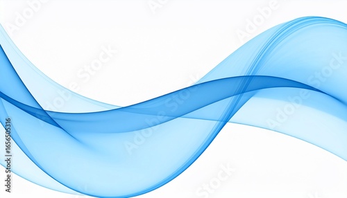 Abstract Blue Wave Flowing Across a White Background, Modern and Minimalist Design