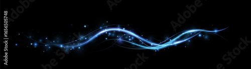 Bright blue glowing curved line with magic light effect.