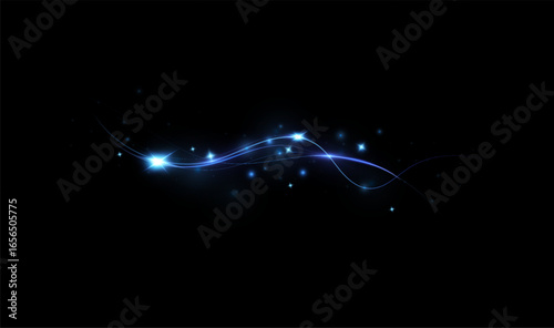 Bright blue glowing curved line with magic light effect.