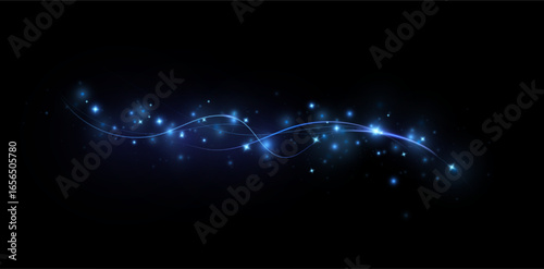 Bright blue glowing curved line with magic light effect.