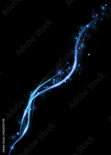 Abstract lines.Neon lines of speed and fast wind. effect of moving at the speed of light. Blue glow effect. Magic shiny line. Neon. Background.	