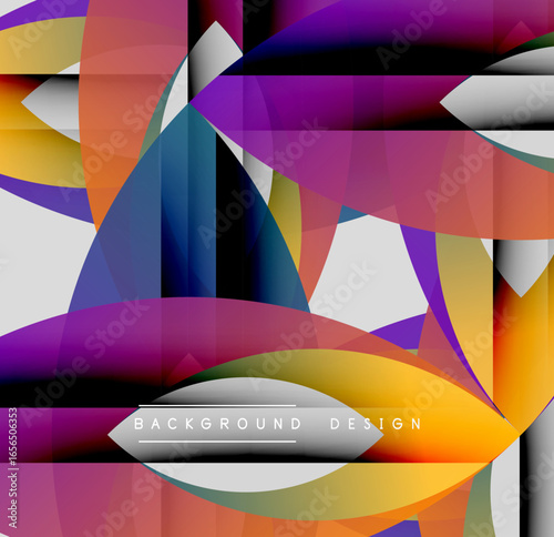 Abstract colorful layers overlap, creating dynamic visual effect. Modern design features vibrant hues, smooth gradients.