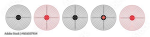 Target with numbers for shooting at a shooting range. Round target with a marked bulls-eye for shooting practice on the shooting range. Vector