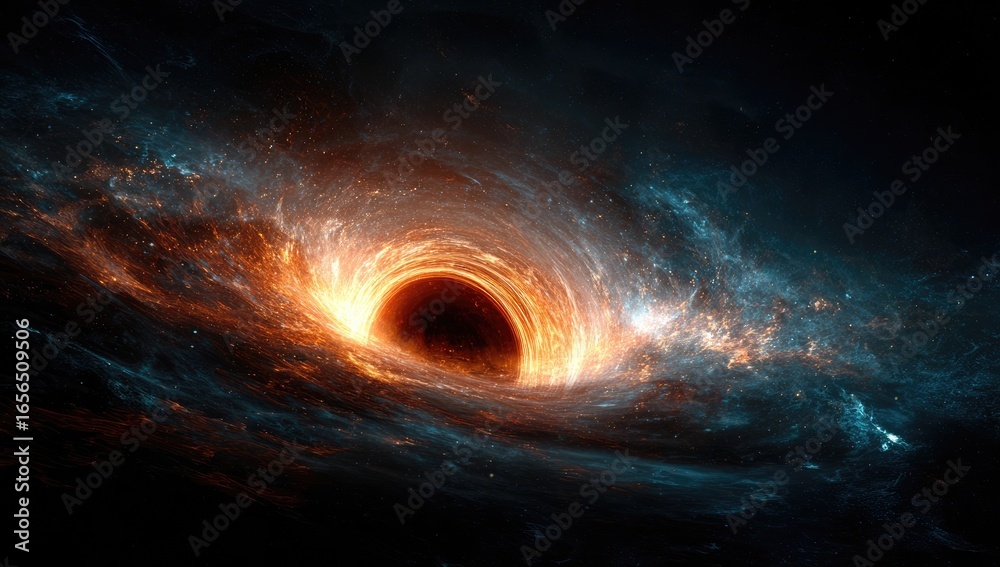 Fototapeta premium Cosmic black hole vortex in swirling nebula