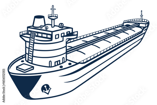 Large cargo ship sailing on the water