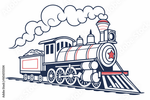 Vintage steam train locomotive with smoke