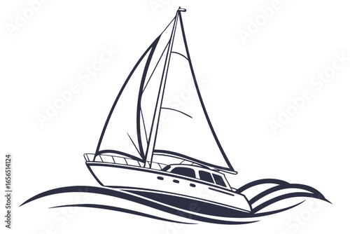 Sailboat sailing on waves