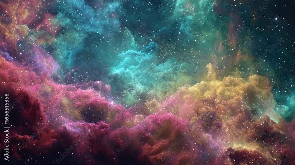 Fototapeta premium Colorful nebula clouds with scattered stars