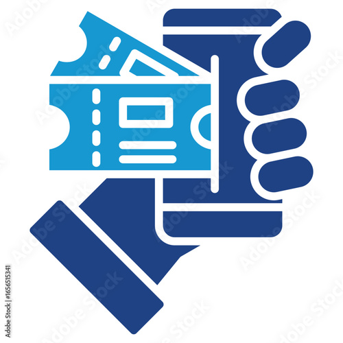 Mobile Ticketing glyph color icon