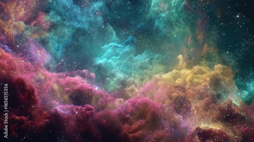 Colorful nebula clouds with scattered stars
