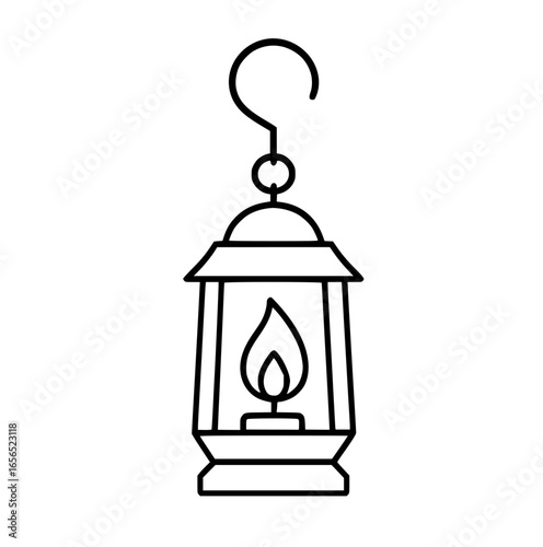 A simple lantern line icon with a clean outline, symbolizing light and guidance