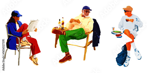 A vivid portrait of human poses, each telling a story of feelings and emotions throughout the day.