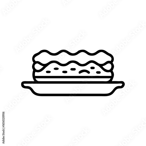 Pasta lasagna dish on plate with layers and sauce  