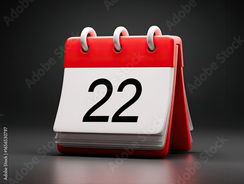 Red calendar icon, date 22