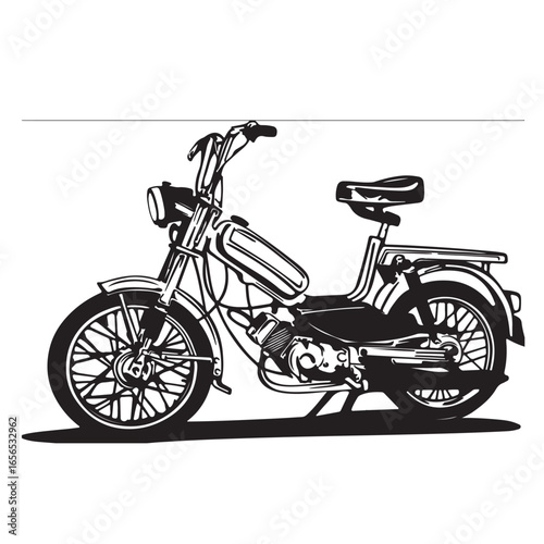 Classic vintage retro scooter shilouette. Vector graphic silhouette one of the most popular scooter black and white vector
