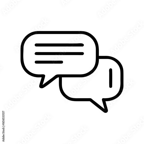 Two speech bubbles overlapping each other indicating a conversation or dialogue in black outline style