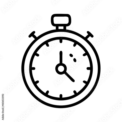 Illustration of a classic stopwatch with a round face and hands indicating time in a minimalist style design