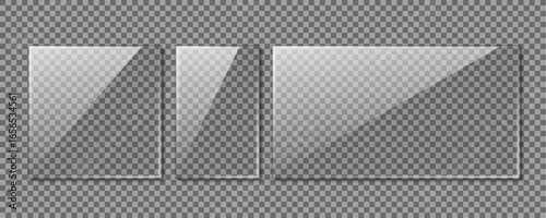 Glass Plates On Transparent Background Set