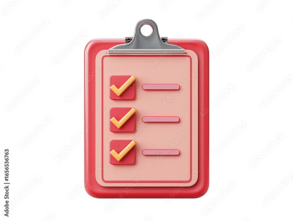 Obraz premium Clipboard Checklist Icon 3D isolated on transparent background, Clipart png