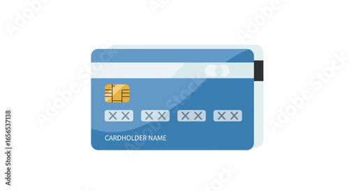 Blue Credit Card Illustration with Placeholder Information for Online Payments