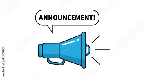 Megaphone icon with speech bubble for important announcement or alert. Flat vector illustration for communication and marketing concepts.