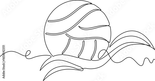 one line art Water polo Ball vector illustration. line art, one continuous line, simple, hand drawn and sketch style. for icons, symbols, signs or logos. PNG