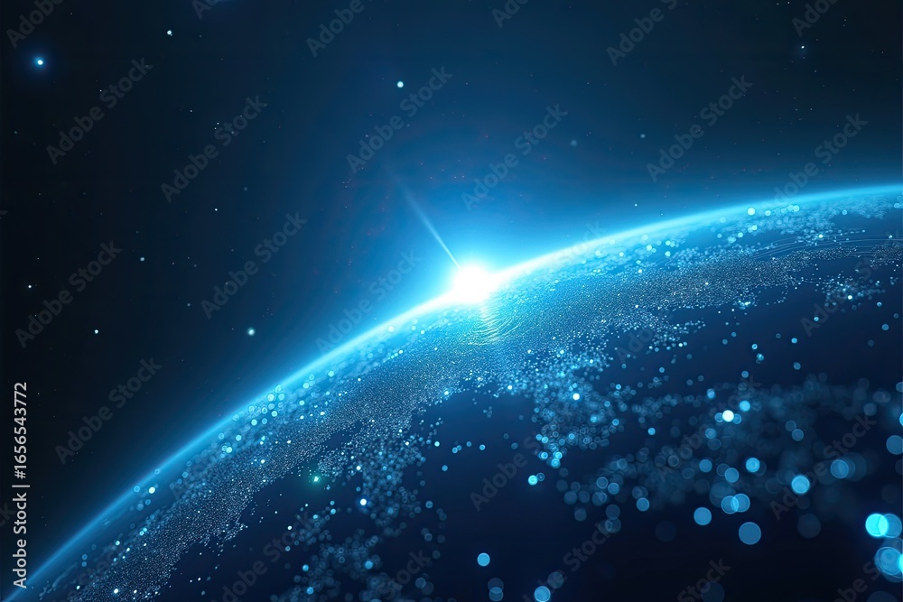 Obraz premium Detailed view of planet earth from space, showing global network.