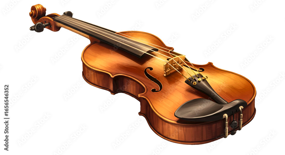 Fototapeta premium Golden Violin Art Performance