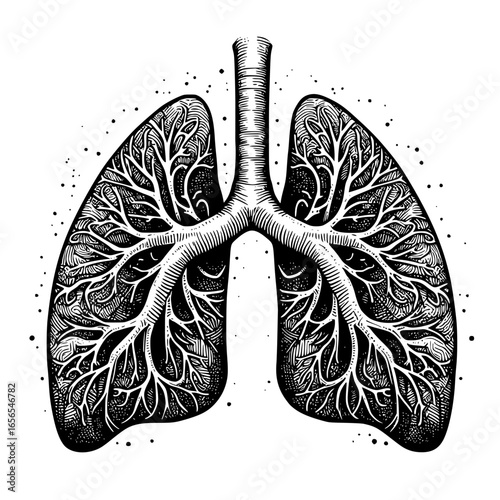 hand drawn lungs vector art