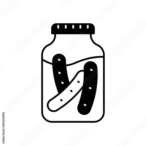Pickles Food Fill Icon: Condiment and Preserved Vegetable