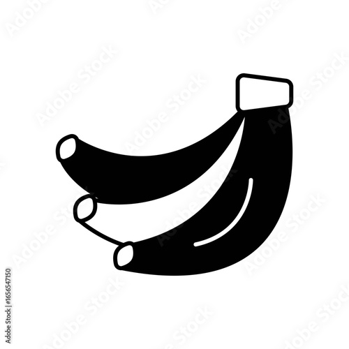 Banana Fruit Fill Icon: Healthy Food and Fresh Produce