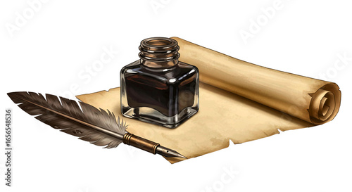 Rustic Bronze Quill and Ink on Aged Parchment