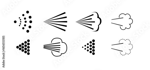 Spray icons set. Spray steam icons. cleaning deodorant sprayed line. Vector
