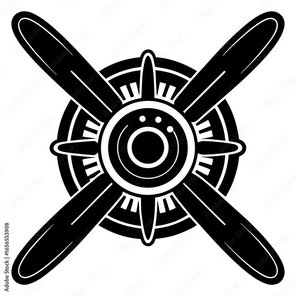 Obraz premium Airplane Propeller Components vector silhouette 